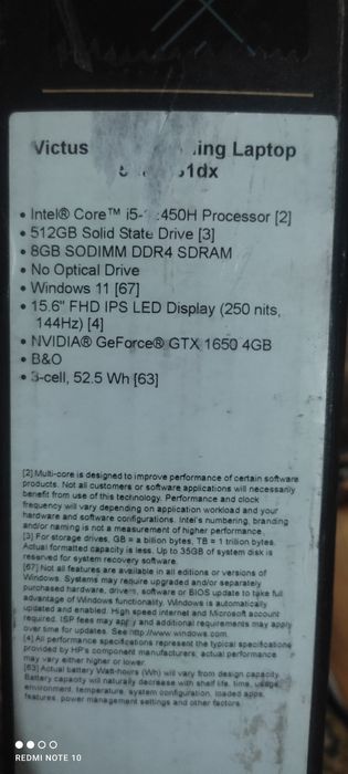 Notebook xotirasi 512gb operativ xotira 8gb, Windows 11, 20- kuncha