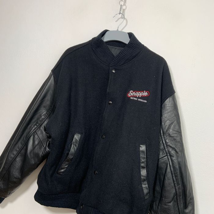 Geacă Vintage Varsity Bomber Made in Jamaica piele USA marime L