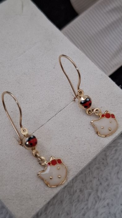 Cercei aur 14k Hello Kitty