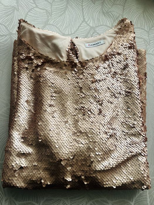 Bluza paiete roz,Damart, 46-48, noua