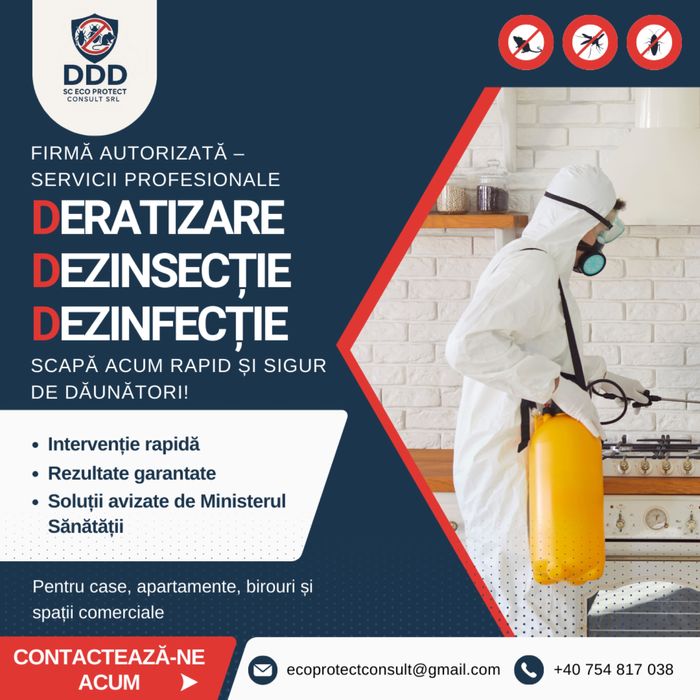 Servicii de dezinsectie , dezinfectie, deratizare