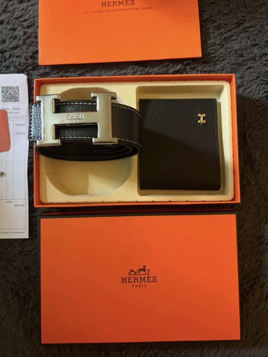 Луксозен Комплект Hermès – Мъжки Колан и Портфейл