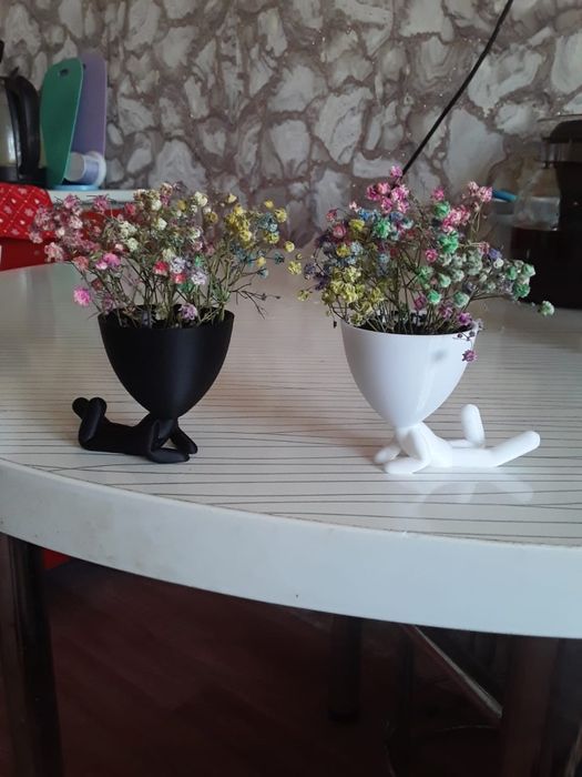 Цветы в позитивных горшочках