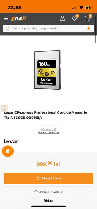 Carduri Memorie Lexar CFexpress Pro Gold 160GB Type A si 512 GB V90
