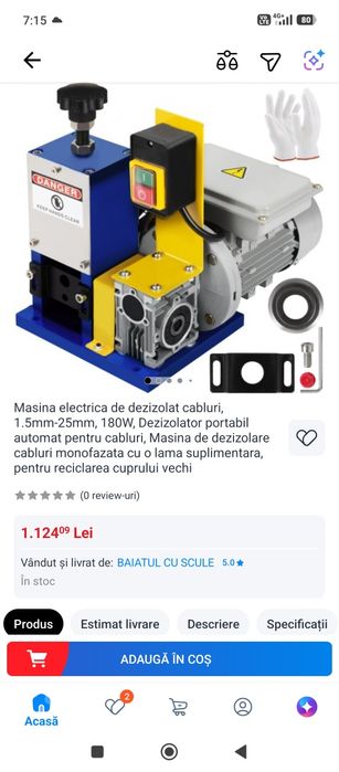 Masina electrica de dezizolat cabluri, 1.5mm-25mm, 180W