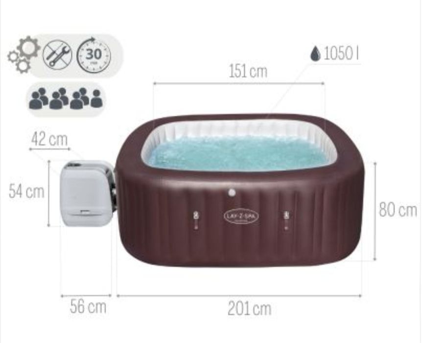 НОВО Суперлуксозно надуваемо джакузи MALDIVES hidro 2.01м-2.01-80см