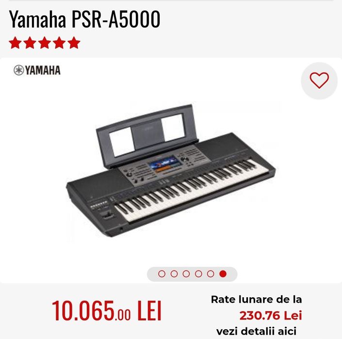Orgă, pian, clapă, Yamaha PSR A 5000