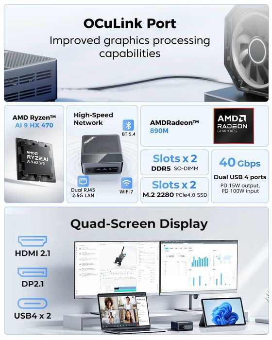 Mini PC Acemagic Ryzen AI 9 HX 470 Radeon 890M