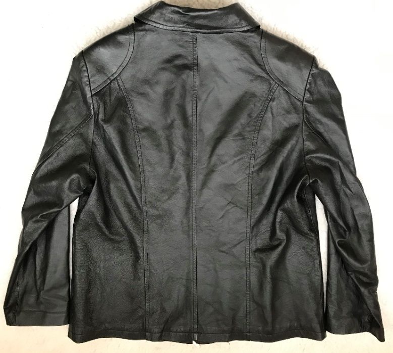 Jacheta neagra barbati piele naturala miel fina 6 buzunare haina geaca