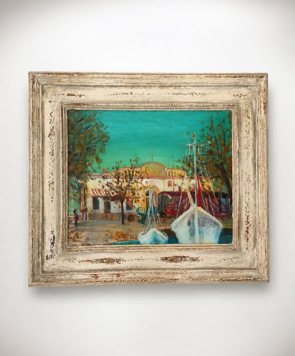 Маслена картина Michèle Catala (1921–1951) – „Пристанище край Валенсия“, 1948 г.