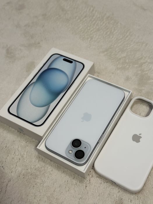iPhone 15 Blue 128 GB 93% ca nou + folie si cutie / husa apple
