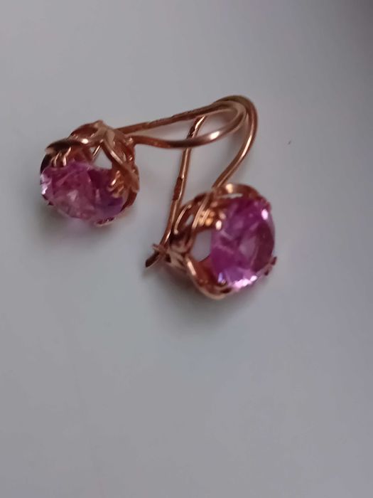 Антикварни руски златни обеци с Александрит синтетичен