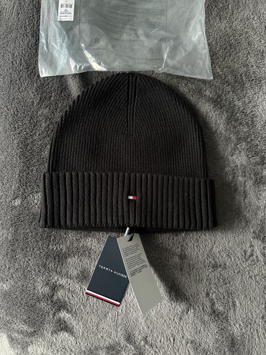 Tommy Hilfiger Flag Pima cotton caciula logo brodat culoare negru noua