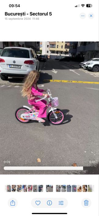 Bicicleta 16 inch 16" roz de fetite splendor