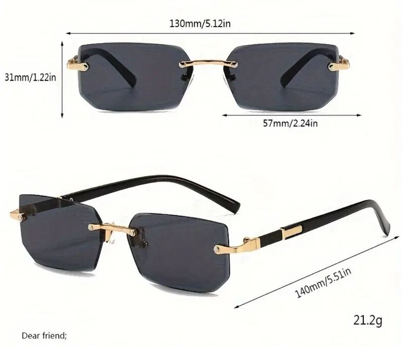 Мъжки / Женски слънчеви очила без рамки,ретро квадратни със стил