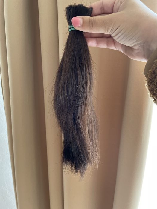 Păr natural nevopsit 25 cm, șaten deschis, coadă groasă