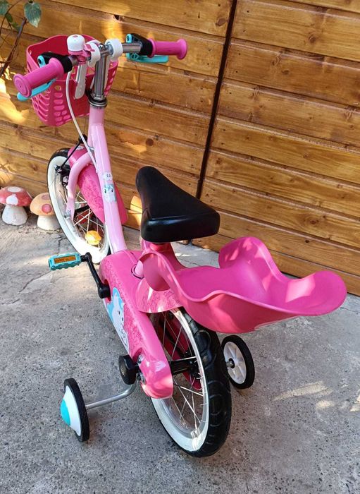 Bicicleta copii 3-5 ani,  de fete, roz, marca Btwin de 14 inch