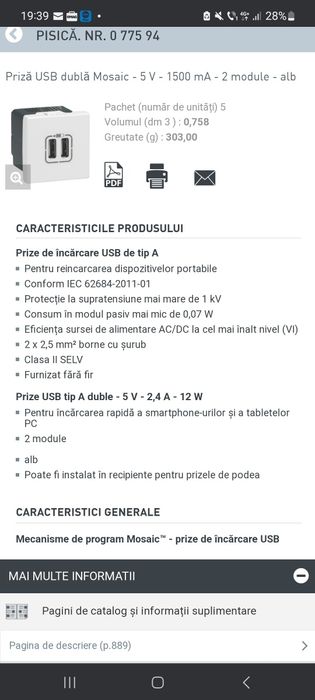 Priza incarcator 2usb legrand