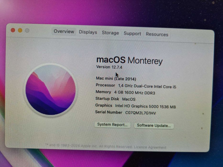 Apple Mac Mini A1347 Late2014 Intel i5-4260U, 4GB, SSD 128GB+HDD 500GB