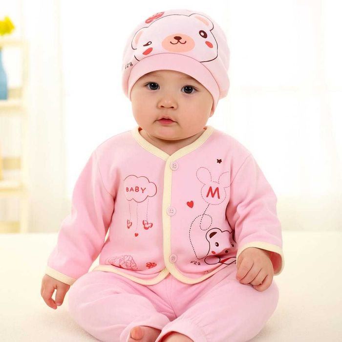 Haine nou-nascuți, 0-3 luni, set 7 piese cu ursulet, roz/galben