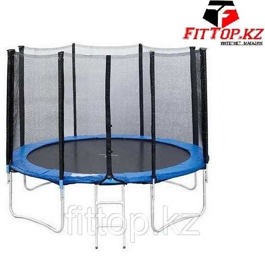 Батут 12 футов 366см с защитной сеткой и лестницей 4 ноги