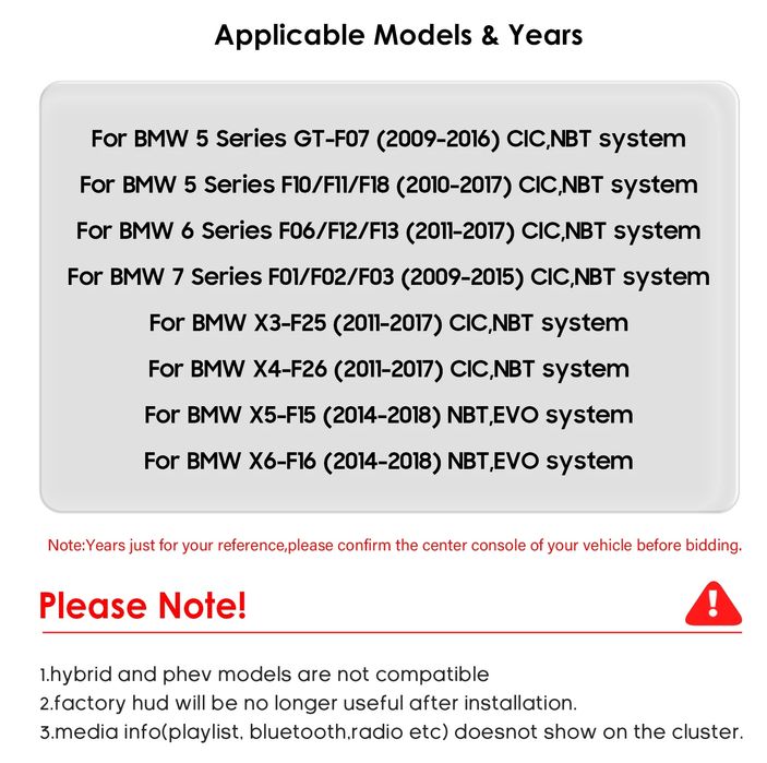 Ceasuri digitale Bmw F01,F02,F06,F07,F10,F11,F12,F13,F25X3,F26X4,F15
