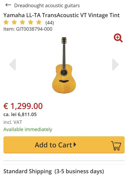Yamaha LL-TA Chitara All-solid Trans-Acoustic Electro Acustica Rosewood