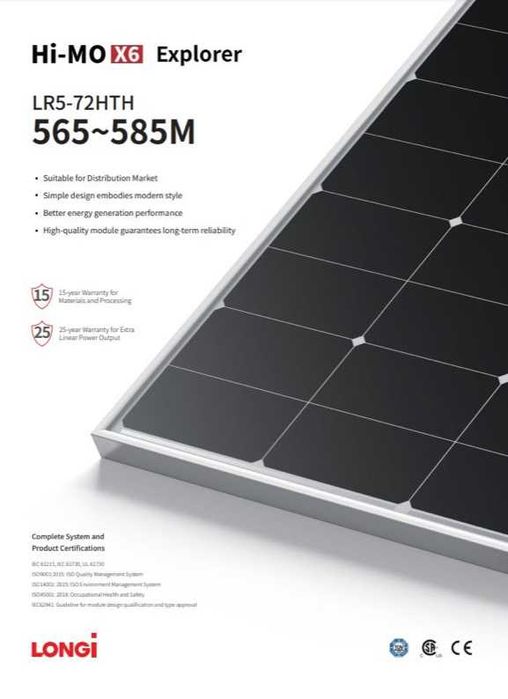 Longi HiMo X6 Explorer Quyosh panel солнечные панели 580W