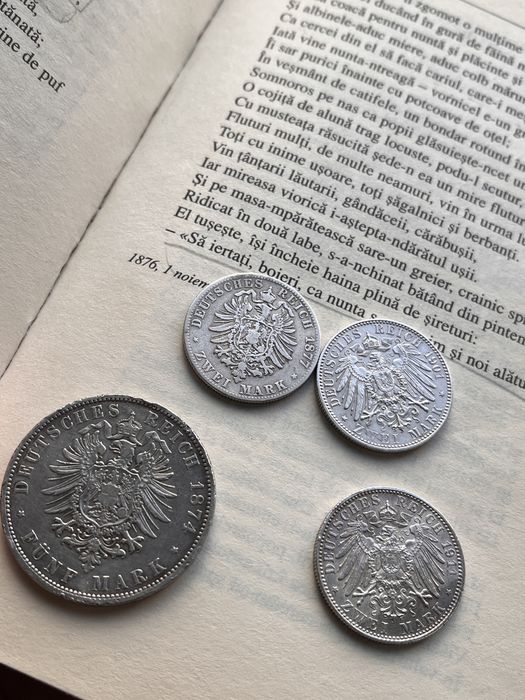 4 monede argint germane de colectie 1874-1911