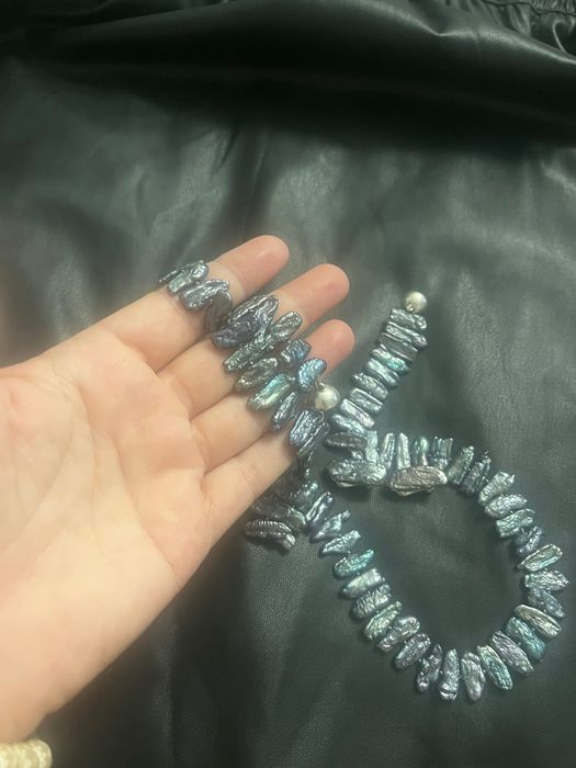Set de lux : Colier Perle Biwa 56 cm și cercei clips- Închizătoare magnetică  Argint 925 Langer