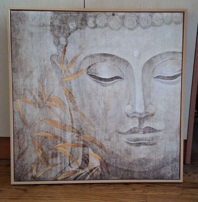 Vand tablou canvas Buddha 57 cm x 57 cm; rama lemn, stare foarte buna. Livrare in zona Eroii Revolutiei, sector 4 , Bucuresti.