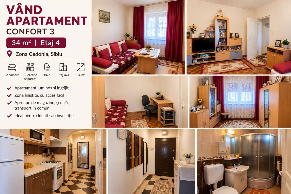 Apartament Cedonia confort 3, etaj 4, 34 m²