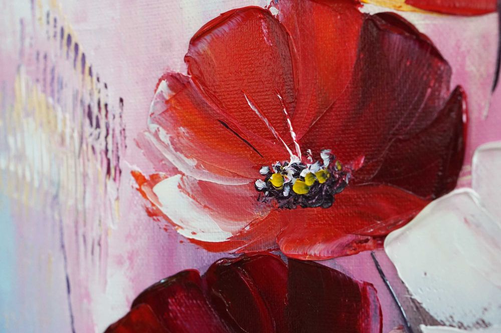 "Макова нежност" Картина 50х40 см, Маслена живопис с шпакла