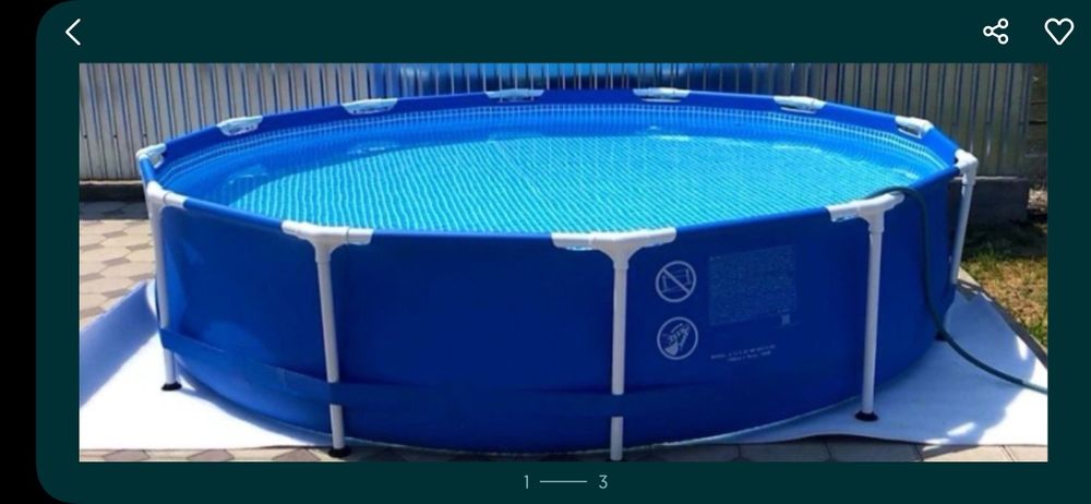 Продаётся новый бассейн "ИНТЕКС". Размер 3,66 м. Просторный.