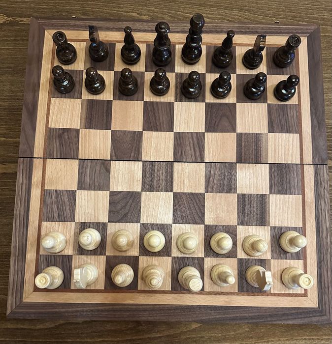 Шах и Табла от естествен фурнир