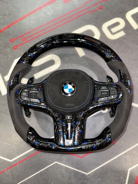 Volan BMW - Carbon Forjat Albastru - Seria G - Incalzire - TJA - Vibro