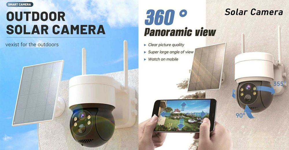 Camera de supraveghere solara, 360 grade control telefon. Noua!