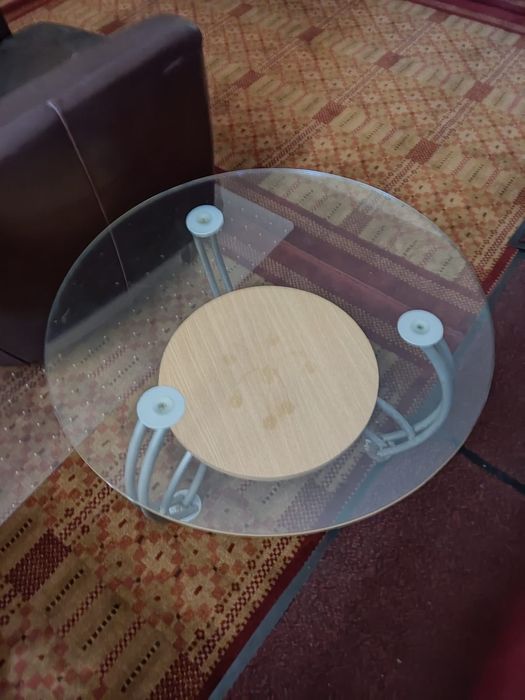 Masa masuta cafea rotunda sticla f eleganta D:65 H:42 picioare metal