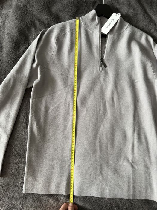 Calvin Klein Milano stitch quarter zip pulovar vascoza gri marimea S