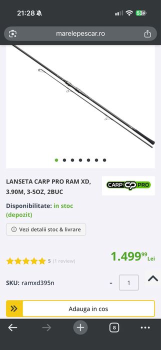 Lansete Carp PRO RAM XD, 3.90M, 3-5OZ, 2BUC