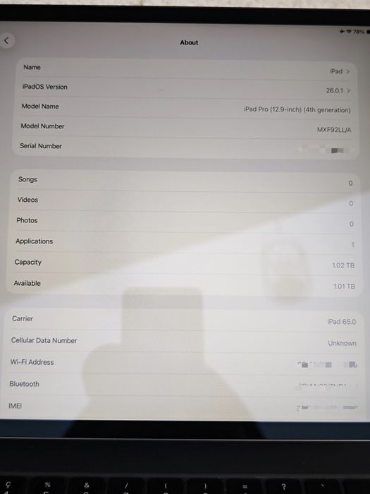 iPad pro 12.9 gen 4 1T cu Apple Keyboard