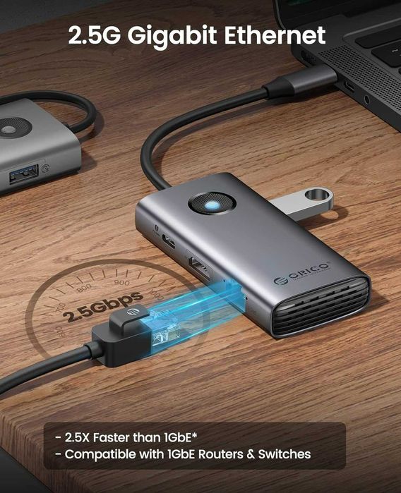 ORICO USB-C 6 in 1  - 4K HDMI, 100W PD, 2.5G Ethernet and 3 USB3.0