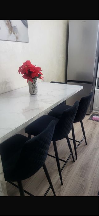 Scaune bar/bucatarie Negre Stofa catifelata