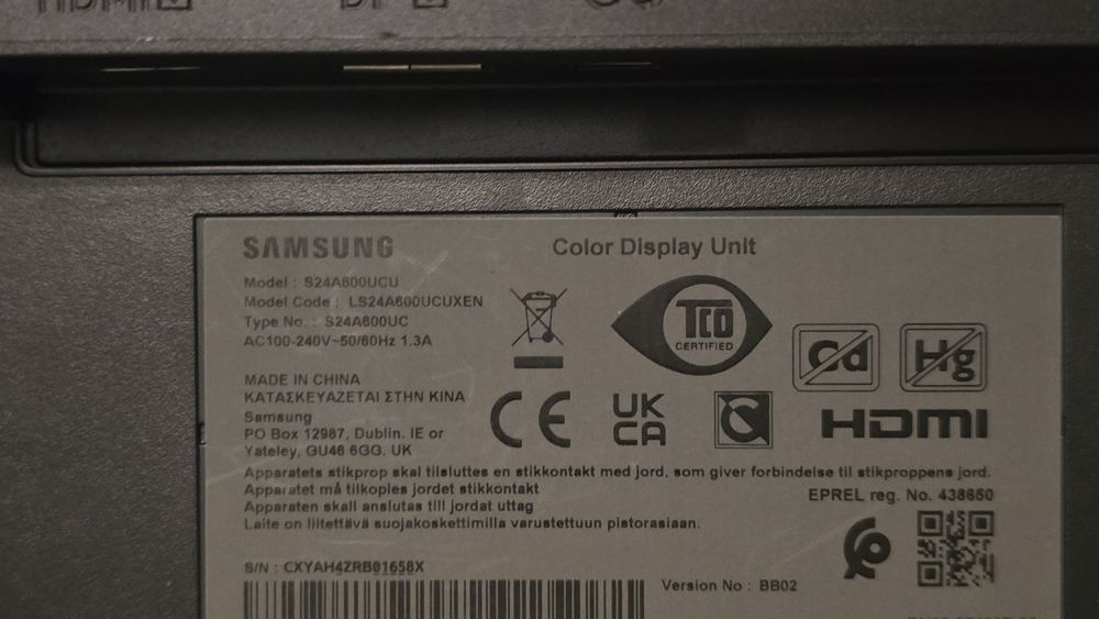 Monitor Samsung S24A800UCU QHD 24" IPS 2560x1440p 75Hz