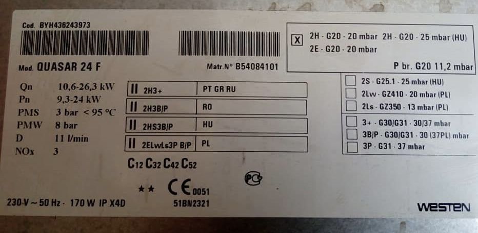 Centrala gas Westen Quasar 24f