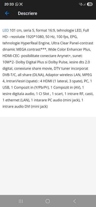 Se vinde tv plasmă.