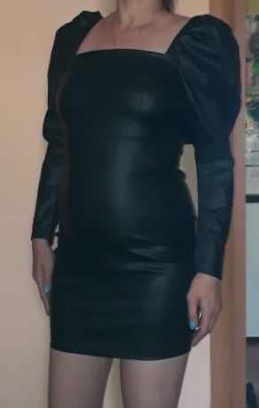 Платье  экокожа.