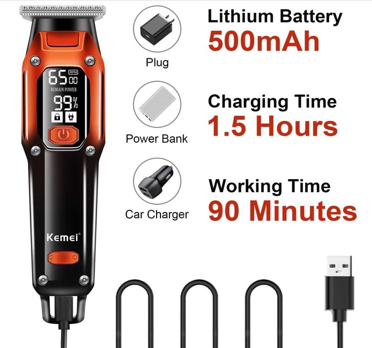 ТОП Машинка-тример за бръснене и подстригване от Kemei с 2 скорости
