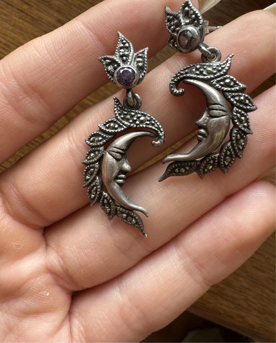 Готически сребърен комплект с камък аметист