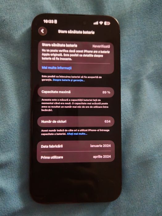 iPhone 15 Pro Max 1TB Blue Titanium – Ecran Impecabil, 89% Baterie